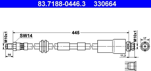 ATE 83.7188-0446.3 - Furtun frana www.parts5.com