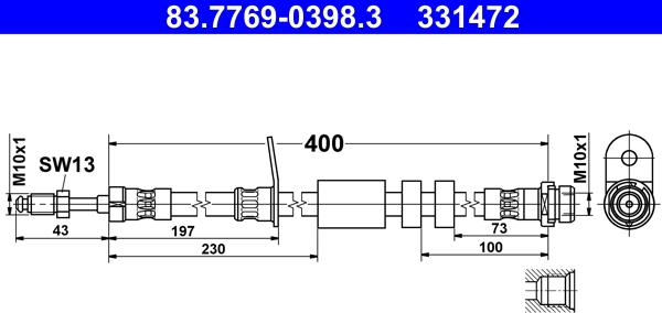 ATE 83.7769-0398.3 - Flexible de frein www.parts5.com