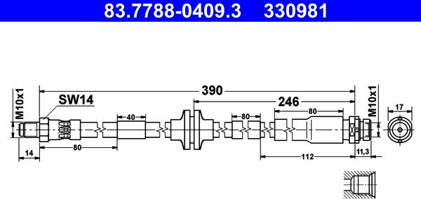 ATE 83.7788-0409.3 - Furtun frana www.parts5.com