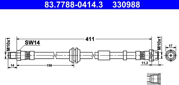 ATE 83.7788-0414.3 - Ελαστικός σωλήνας φρένων www.parts5.com