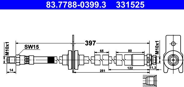 ATE 83.7788-0399.3 - Brake Hose www.parts5.com