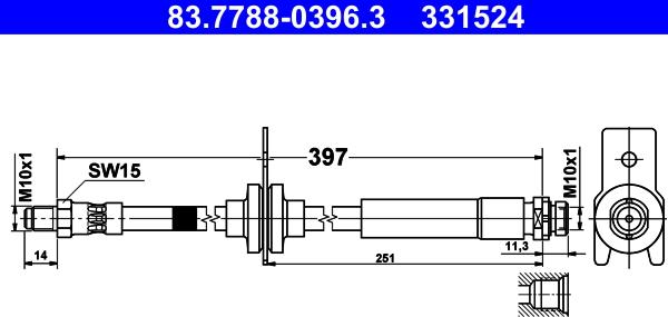 ATE 83.7788-0396.3 - Brake Hose parts5.com