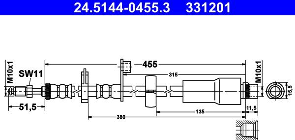 ATE 24.5144-0455.3 - Furtun frana www.parts5.com