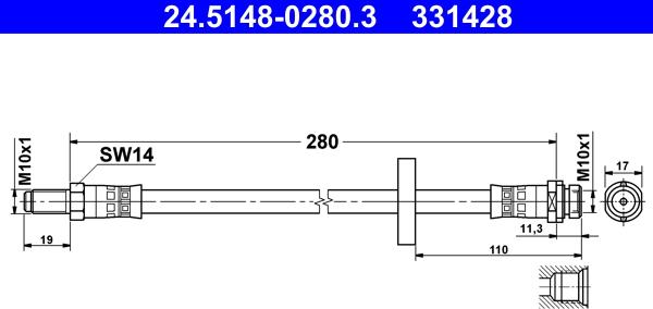 ATE 24.5148-0280.3 - Furtun frana www.parts5.com