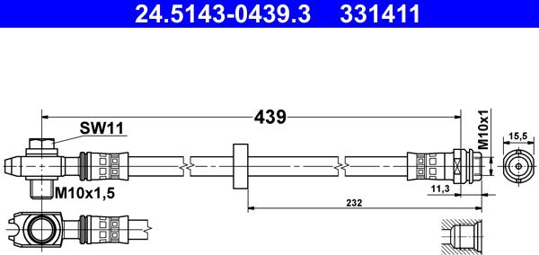 ATE 24.5143-0439.3 - Zavorna cev www.parts5.com