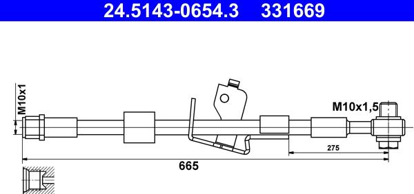 ATE 24.5143-0654.3 - Brake Hose parts5.com