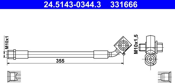 ATE 24.5143-0344.3 - Brake Hose www.parts5.com