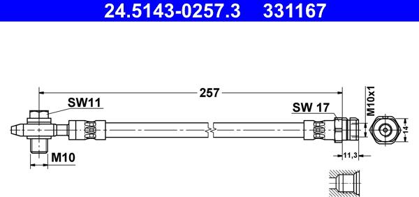 ATE 24.5143-0257.3 - Pidurivoolik www.parts5.com