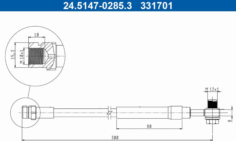 ATE 24.5147-0285.3 - Brake Hose www.parts5.com