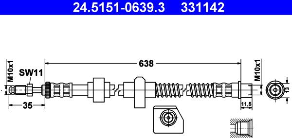 ATE 24.5151-0639.3 - Тормозной шланг www.parts5.com