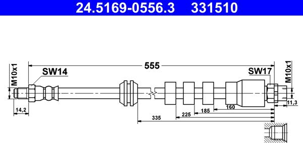 ATE 24.5169-0556.3 - Brake Hose parts5.com