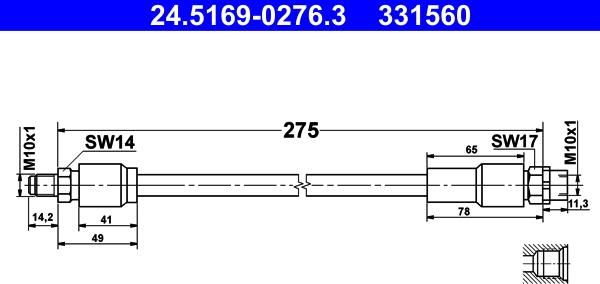 ATE 24.5169-0276.3 - Furtun frana www.parts5.com