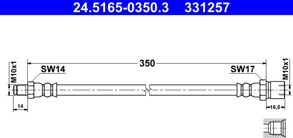 ATE 24.5165-0350.3 - Brake Hose www.parts5.com