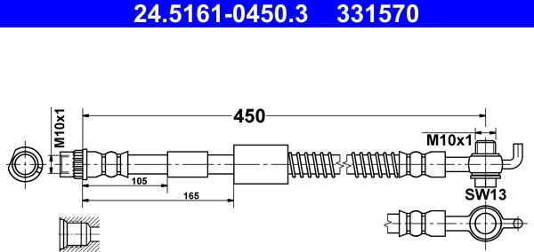 ATE 24.5161-0450.3 - Brake Hose www.parts5.com