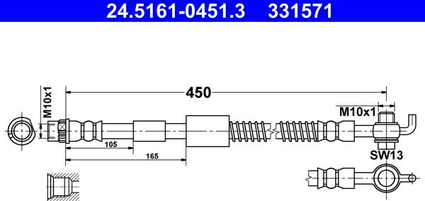 ATE 24.5161-0451.3 - Brake Hose www.parts5.com