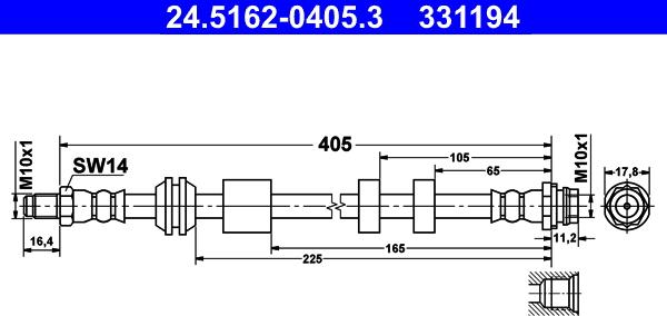 ATE 24.5162-0405.3 - Ελαστικός σωλήνας φρένων www.parts5.com