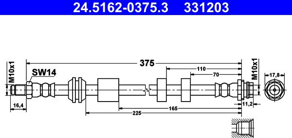 ATE 24.5162-0375.3 - Brake Hose www.parts5.com