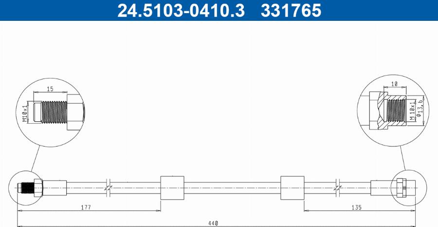 ATE 24.5103-0410.3 - Furtun frana www.parts5.com