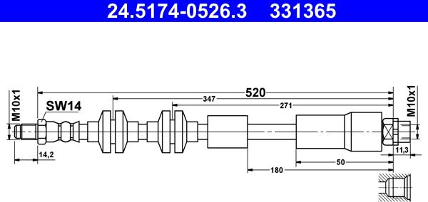 ATE 24.5174-0526.3 - Furtun frana www.parts5.com