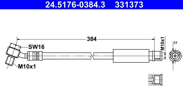 ATE 24.5176-0384.3 - Brake Hose www.parts5.com