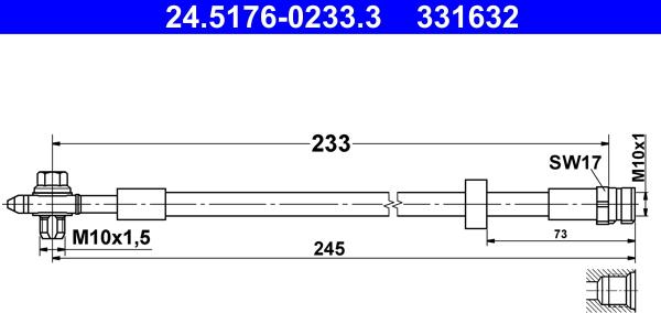 ATE 24.5176-0233.3 - Brake Hose www.parts5.com