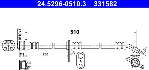 ATE 24.5296-0510.3 - Brake Hose www.parts5.com