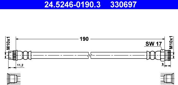 ATE 24.5246-0190.3 - Brake Hose parts5.com