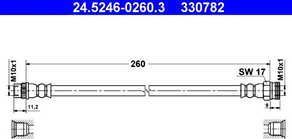 ATE 24.5246-0260.3 - Brake Hose www.parts5.com