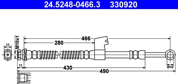 ATE 24.5248-0466.3 - Brake Hose www.parts5.com