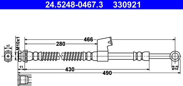 ATE 24.5248-0467.3 - Brake Hose www.parts5.com