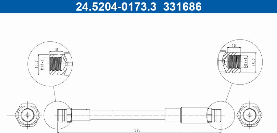 ATE 24.5204-0173.3 - Brake Hose www.parts5.com