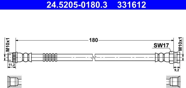 ATE 24.5205-0180.3 - Brake Hose www.parts5.com