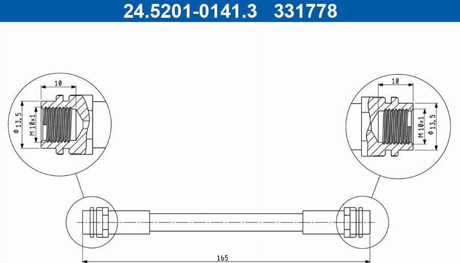 ATE 24.5201-0141.3 - Brake Hose www.parts5.com