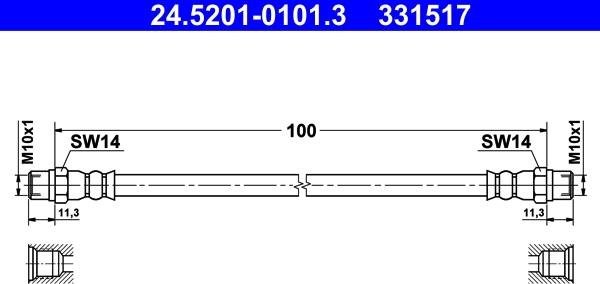 ATE 24.5201-0101.3 - Brake Hose www.parts5.com