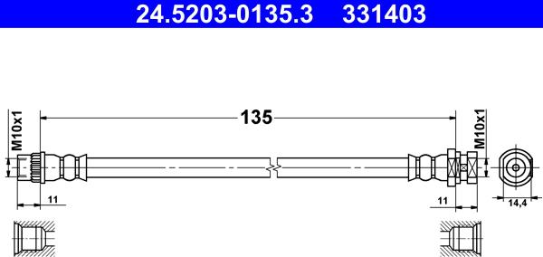 ATE 24.5203-0135.3 - Fren hortumu www.parts5.com