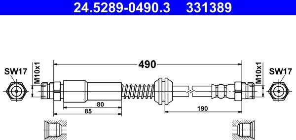 ATE 24.5289-0490.3 - Brake Hose www.parts5.com