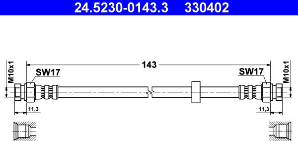 ATE 24.5230-0143.3 - Brake Hose www.parts5.com