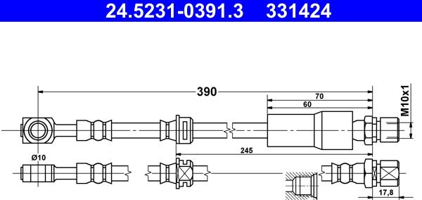 ATE 24.5231-0391.3 - Furtun frana www.parts5.com