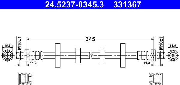 ATE 24.5237-0345.3 - Brake Hose www.parts5.com