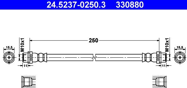 ATE 24.5237-0250.3 - Brake Hose parts5.com