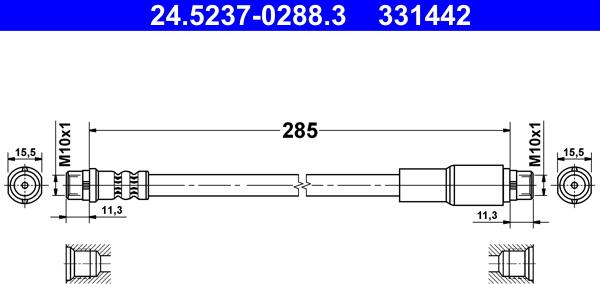 ATE 24.5237-0288.3 - Furtun frana www.parts5.com