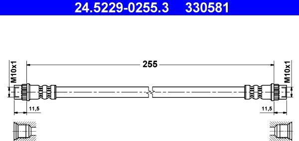 ATE 24.5229-0255.3 - Brake Hose www.parts5.com