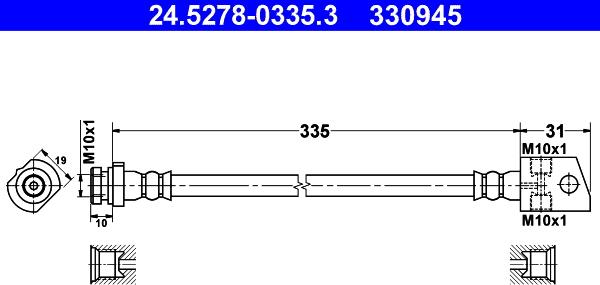 ATE 24.5278-0335.3 - Brake Hose www.parts5.com