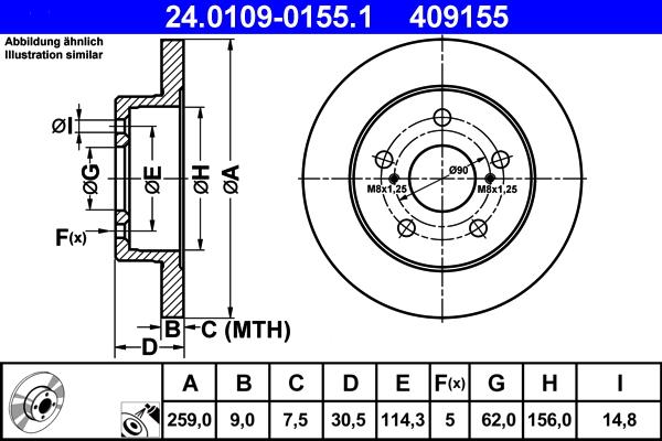 ATE 24.0109-0155.1 - Kočioni disk www.parts5.com