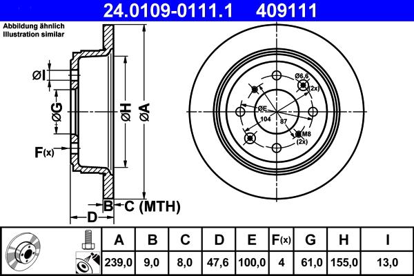 ATE 24.0109-0111.1 - Kočioni disk www.parts5.com