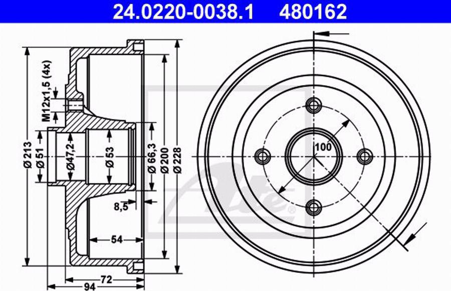 ATE 24.0101-3803.2 - Komplet pribora, kočione čeljusti www.parts5.com