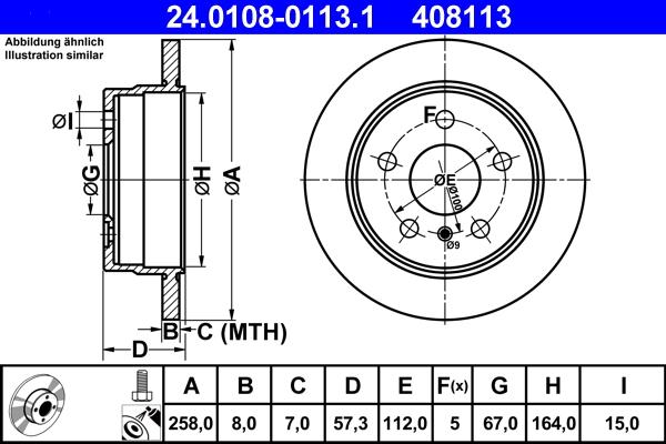 ATE 24.0108-0113.1 - Δισκόπλακα www.parts5.com