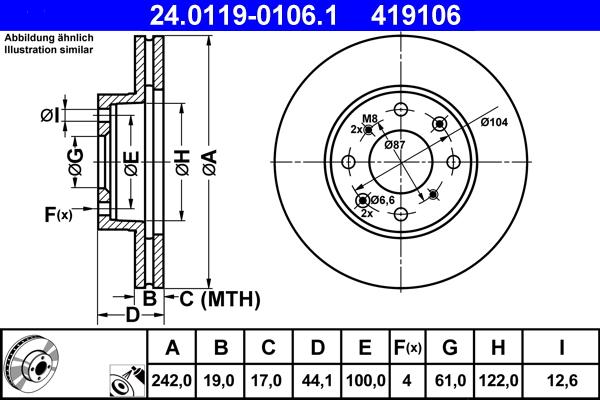 ATE 24.0119-0106.1 - Kočioni disk www.parts5.com