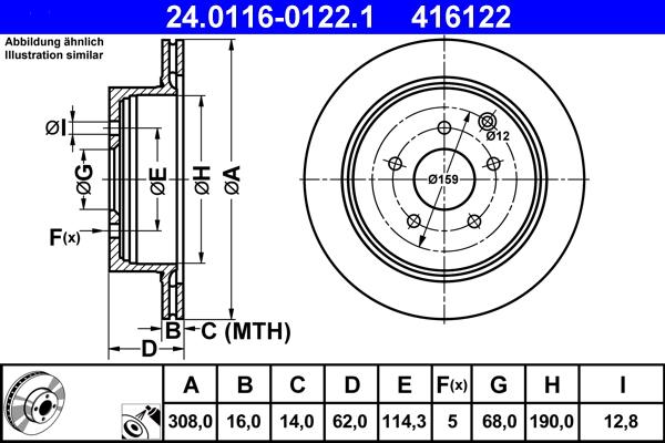 ATE 24.0116-0122.1 - Brake Disc www.parts5.com