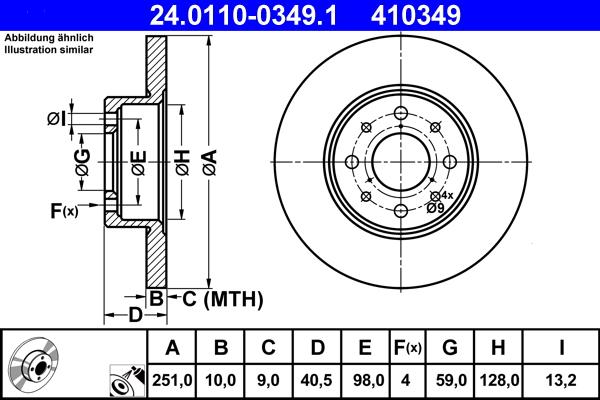 ATE 24.0110-0349.1 - Disc frana www.parts5.com